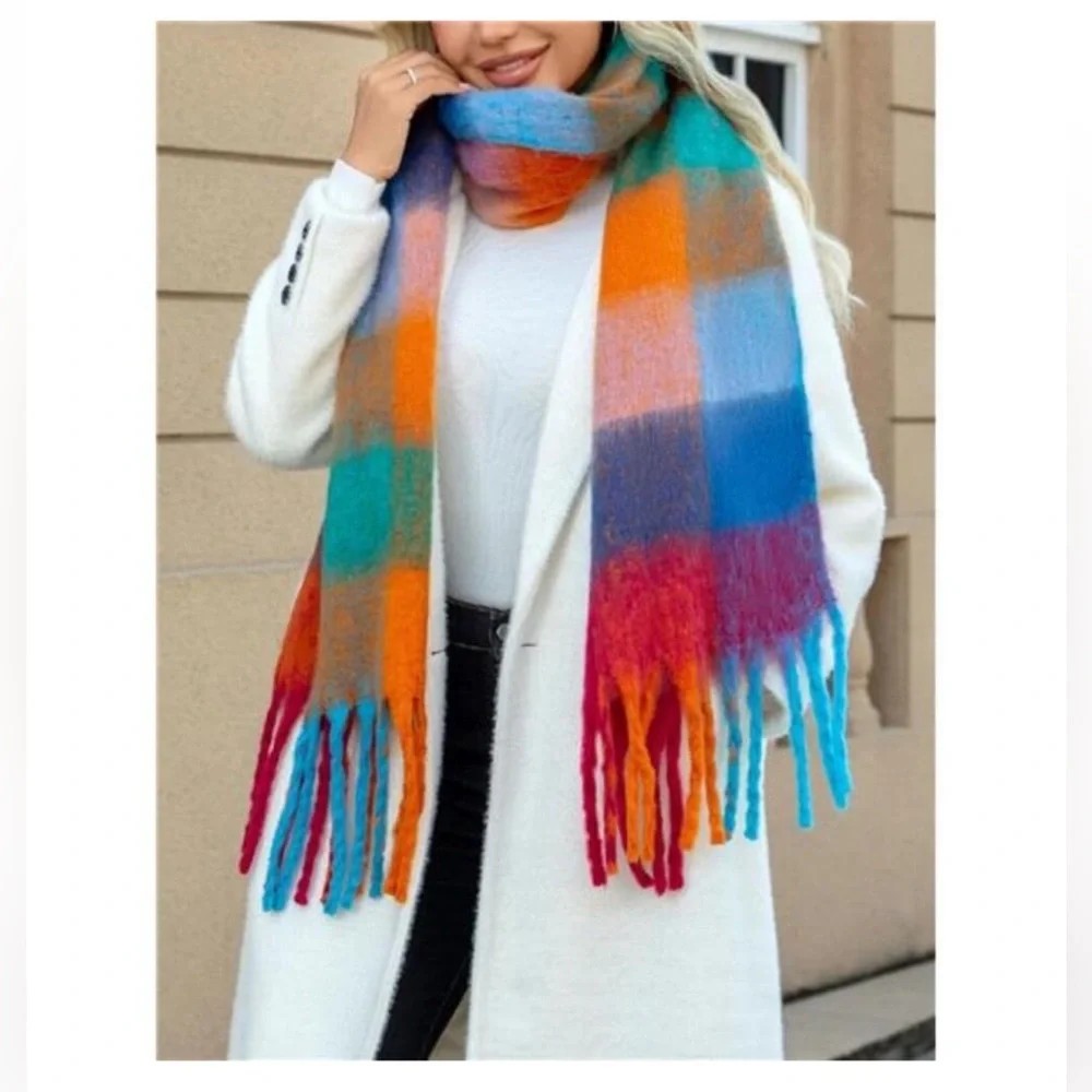 Brand New Multicolored Mohair Women’s Scarf – 82.7x15.7 in